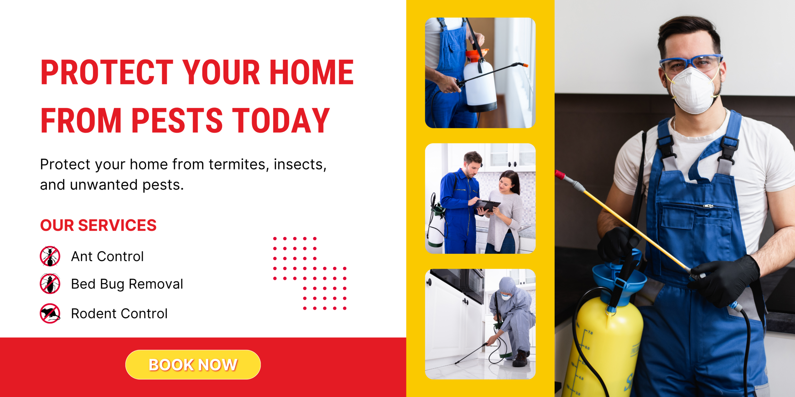 White And Blue Modern Pest Control Service Banner